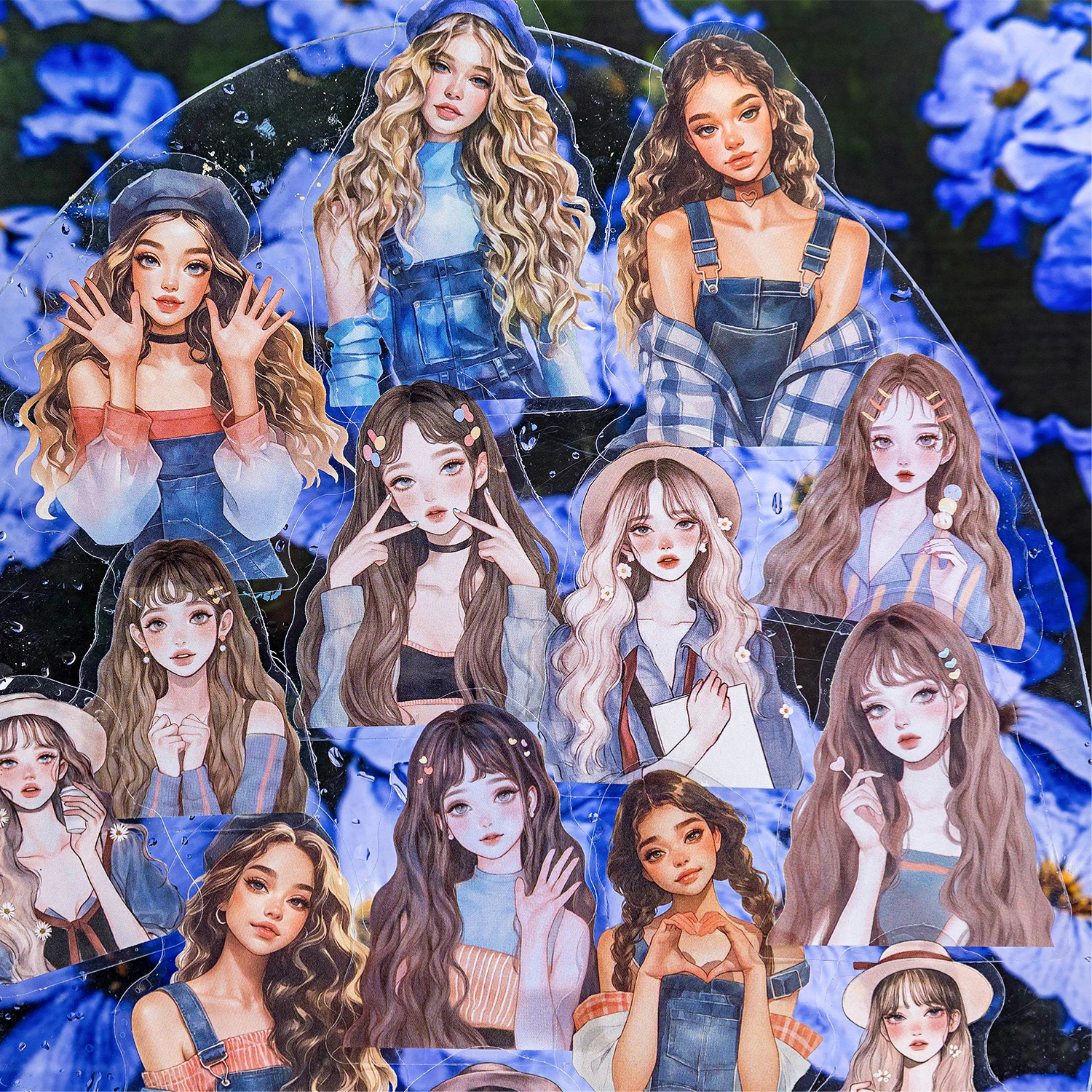 

15*2 pcs/pack Korean style Pretty Girl Decor scrapbook PET Sticker Creative Handbook DIY Material Aesthetic Stationery Sticker