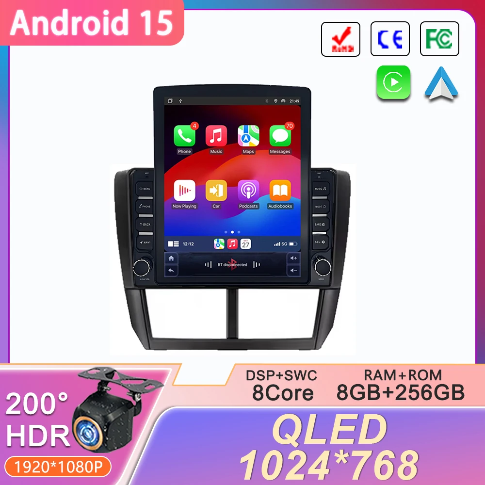 

9.7 Inch For Subaru Forester 3 SH 2007 - 2013 For Subaru Impreza GH GE 2007 - 2011 Android 15 Auto Radio Multimedia GPS DVD BT