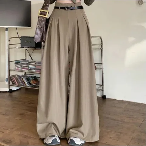 سيدة الصيف عالية الخصر السراويل رقيقة النساء مريحة مستقيم الساق دعوى السراويل الفتيات كل مباراة العمل الكلاسيكية الأساسية بنطلون