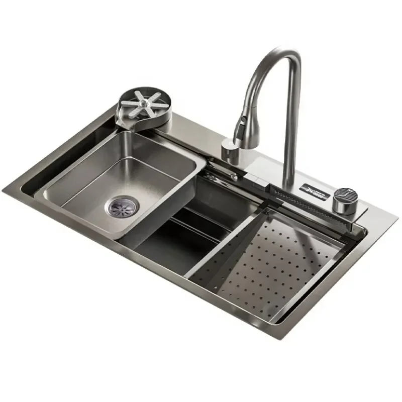 Luxury Stainless Steel Apron Farmhouse Handmade Smart Waterfall Multi-function Kitchen Sink