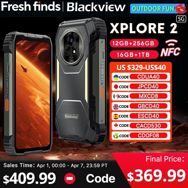 【World premiere】Blackview XPLORE 2 Rugged Phone 5G 6.73” 3.2K AMOLED Display MediaTek Dimensity 8300 20000mAh 120W Charger