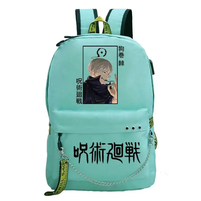 Nova jujutsu kaisen mochila de carregamento usb viagem lona estudante mochila para adolescentes inumaki toge anime meninos meninas saco de escola