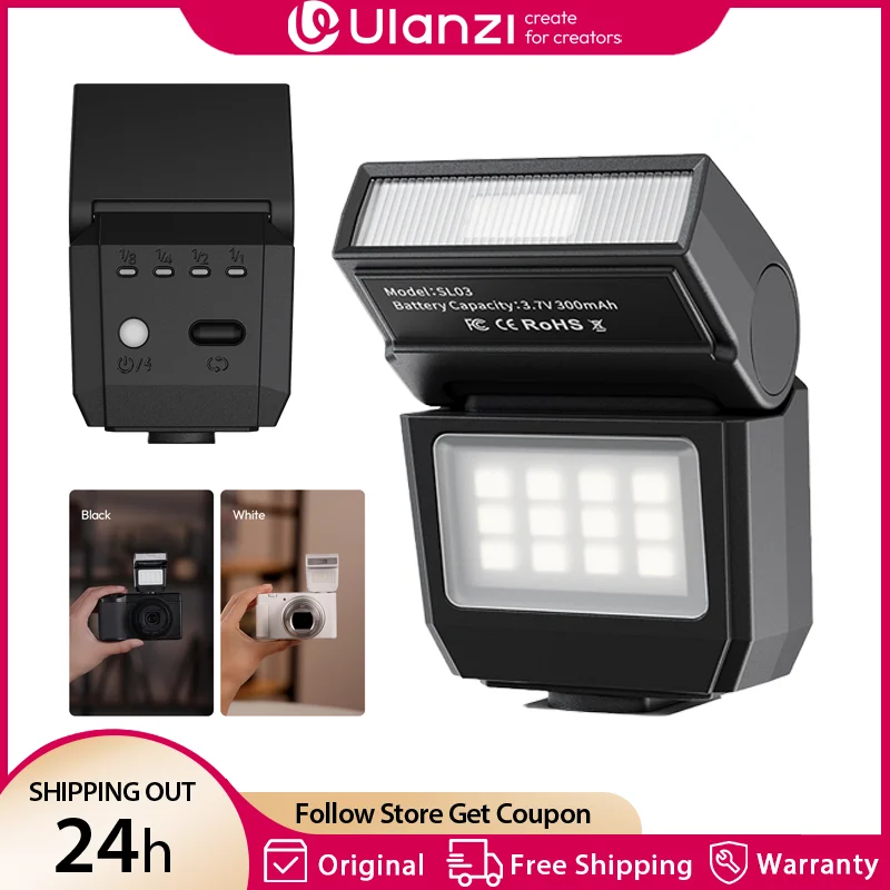 

Ulanzi SL03 Mini Speedlight Flash Camera Flash GN8 4 Level Adjustable Fill Light for Canon Sony Nikon DSLR Outdoor Photography