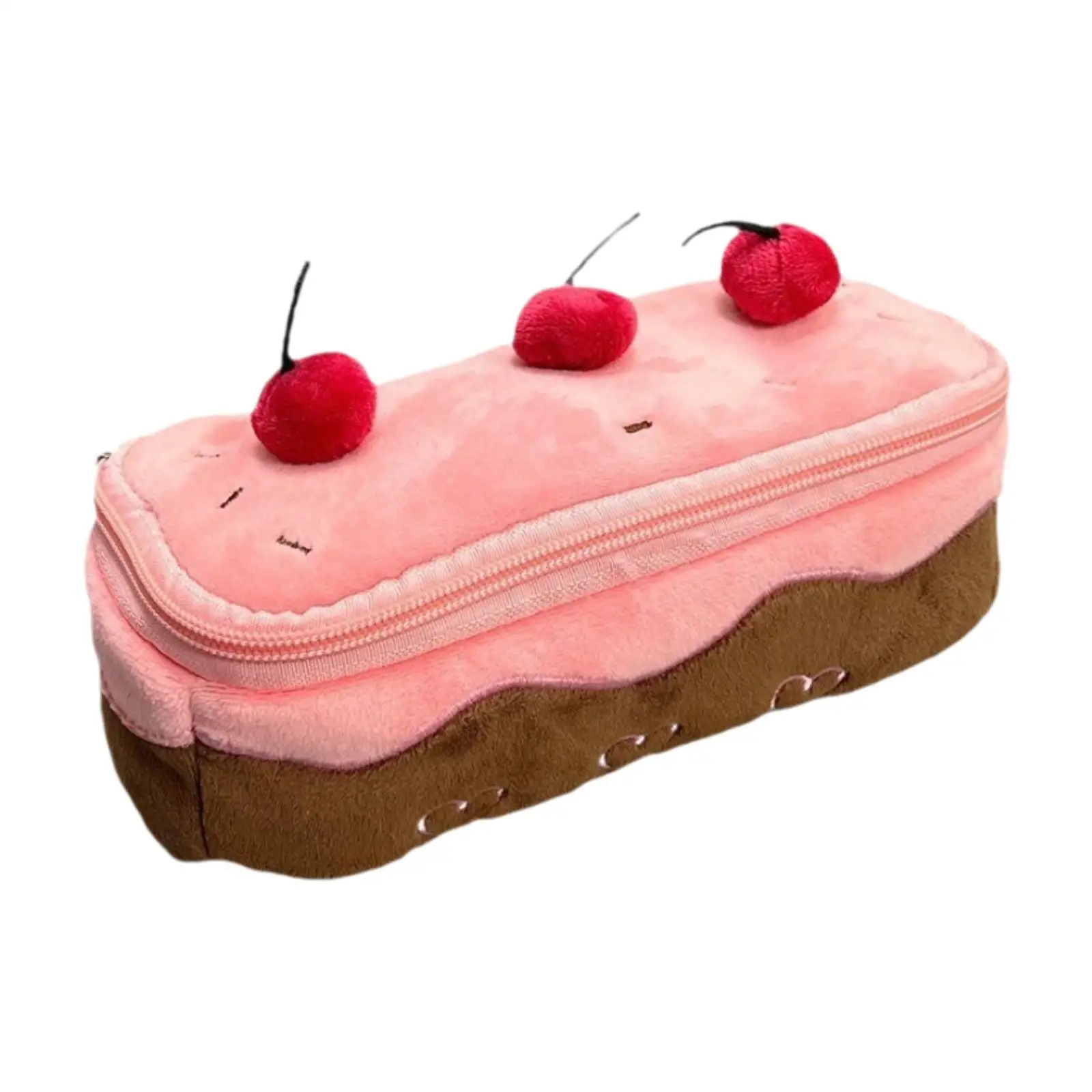 チェリーケーキシェイプぬいぐるみペンシルケース、コスメティックバッグ、子供用ポーチ、家庭用