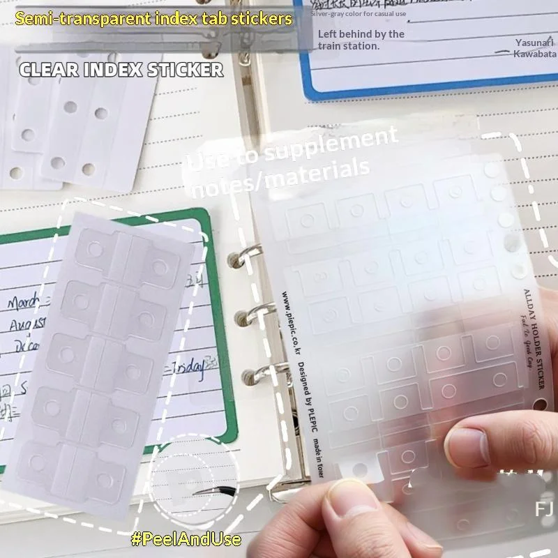 [YU]Easy-Tear Clear Sticky Page Markers 1 Set PVC Self-Adhesive Tabs for Home Office Notebook File Labeling Use