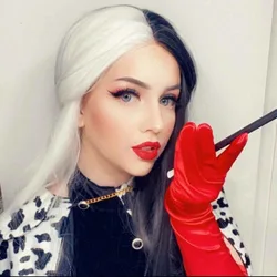 cosplay wig 101 Dalmatians Cruella de Vil movie Black and white witch color matching short curly hair