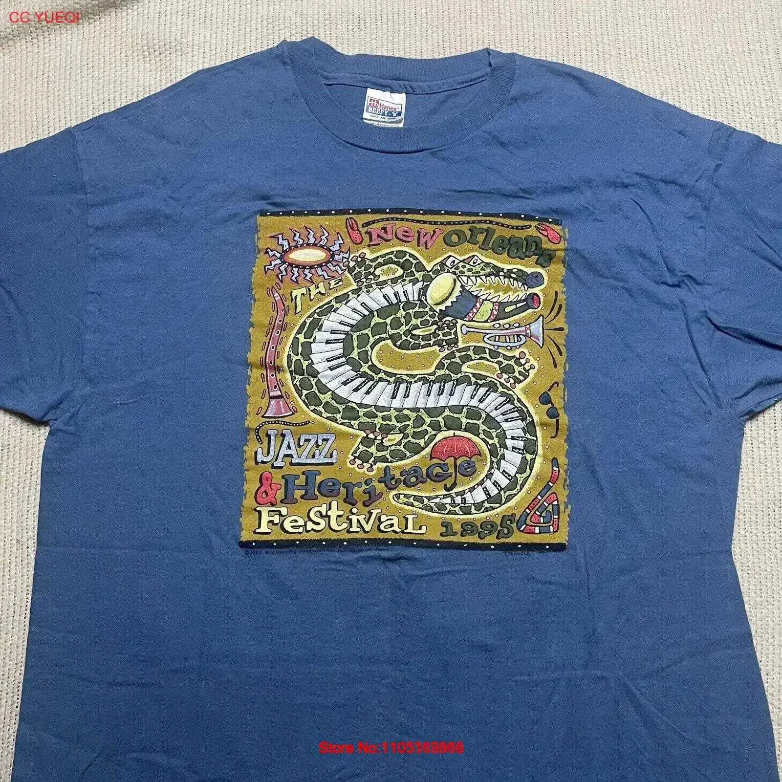 Unworn 1995 NEW ORLEANS T Shirt 2XL JAZZ HERITAGE FESTIVAL Philip Bascle Rare vintage Washed Soft Stylish Versatile vintage