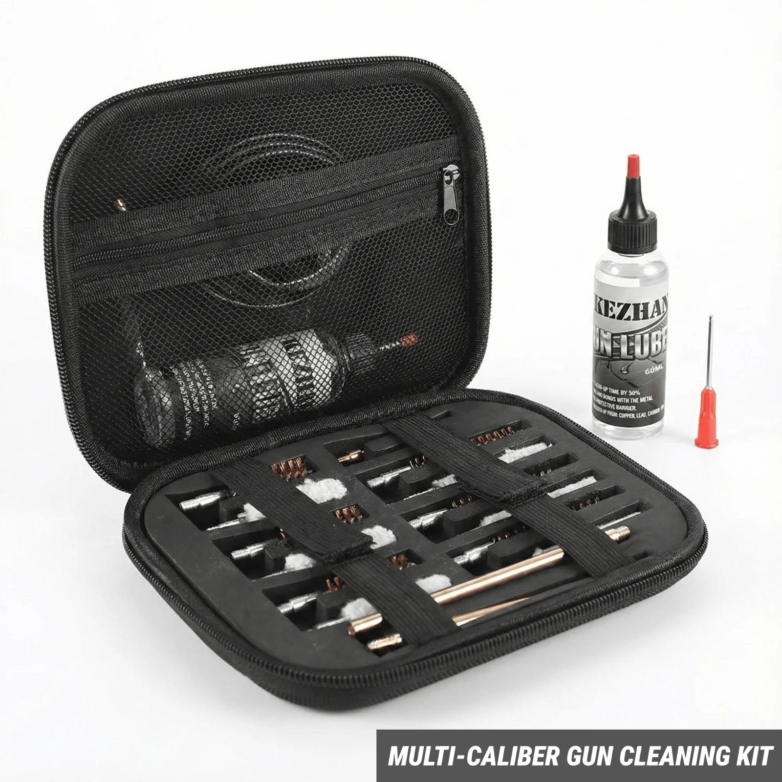 19Pcs Gun Cleaning Kit with 60ml Gun Oil Lubricant for .22 .38 9mm .40 .45 Caliber Handgun Rifle Pistol Maintenance Set