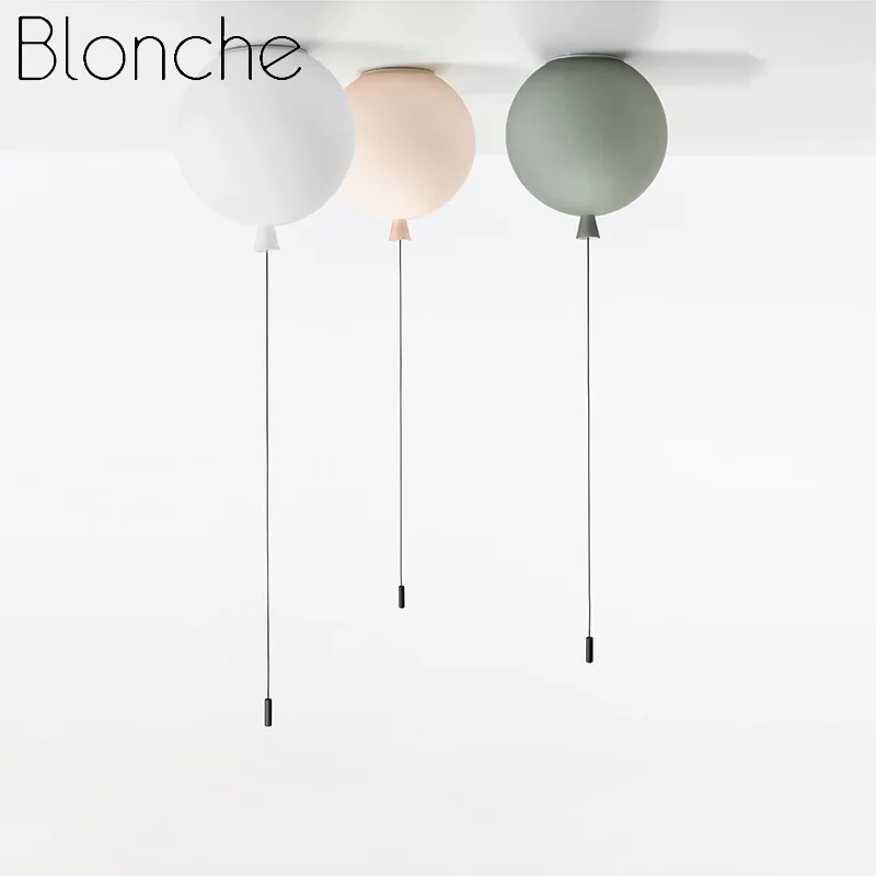 Nordic Matte Balloon Ceiling Lights Children's Room Amusement Park Girls Bedroom Color Bubble Ball Ceiling Lamps Fixtures E27