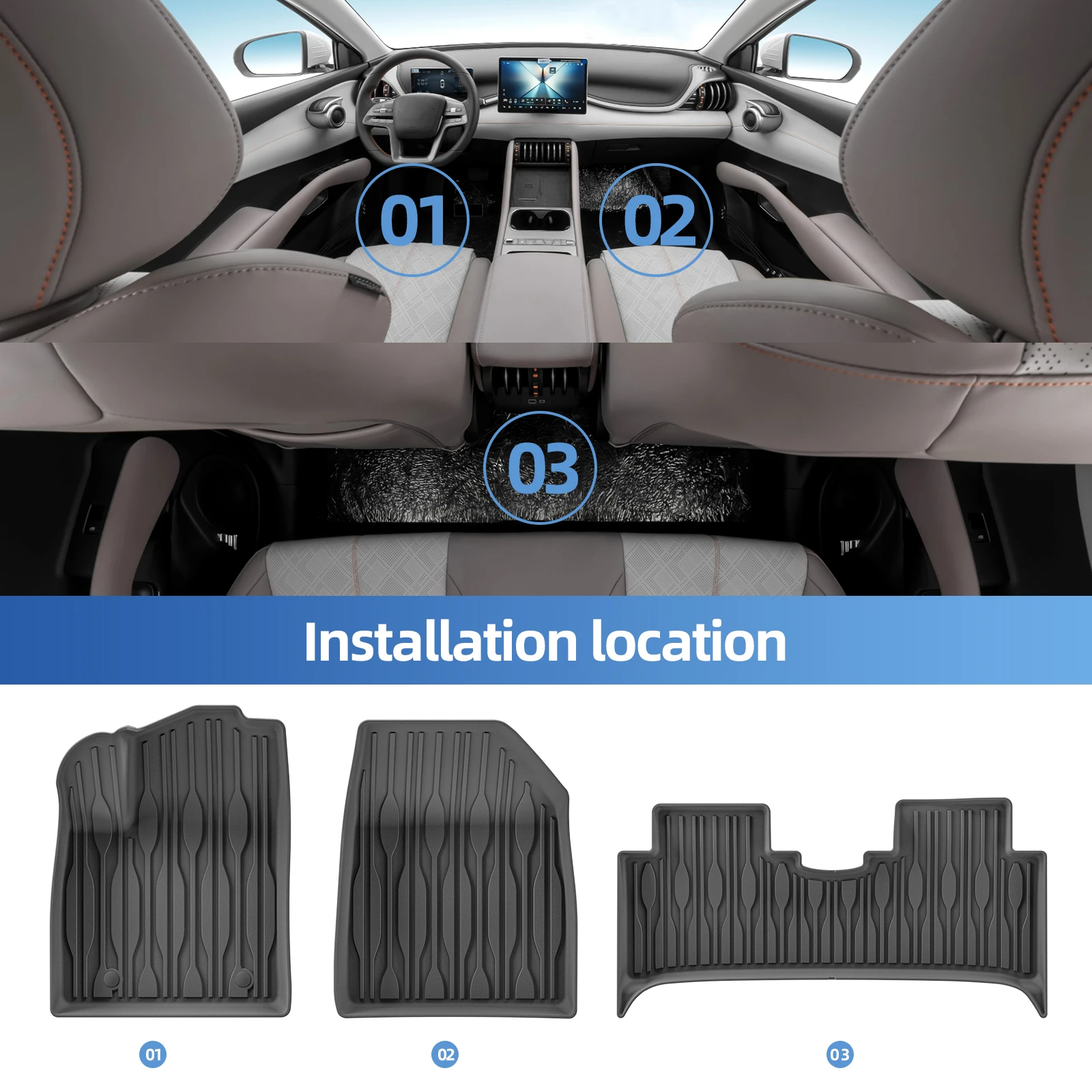 Smabee für BYD ATTO3 ATTO 3 YUAN PLUS Auto Fußmatten Kofferraummatte TPE 3D Fußmatte Geruchlos Schutzabdeckung Zubehör – Detail 1