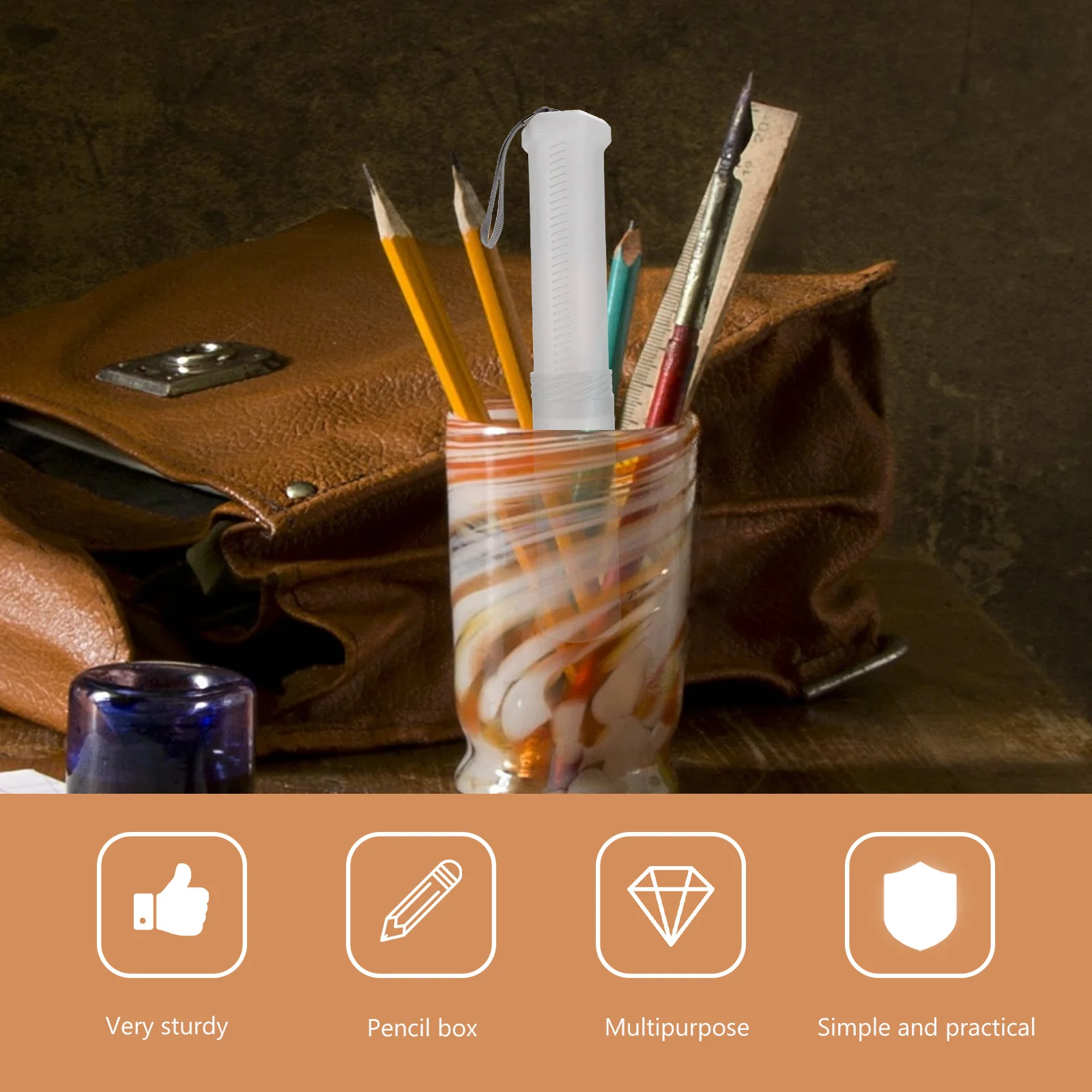 

Cute Pencil Case Telescopic Holder Portable Desktop Lightweight Container Student