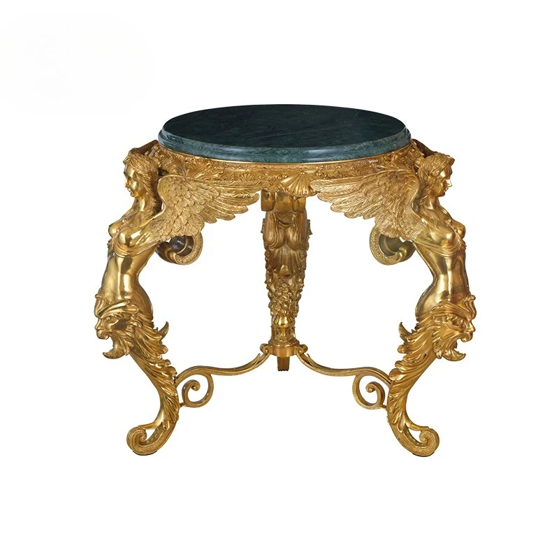 Luxury French European court retro villa dewaxing all copper marble countertop decoration round few sides