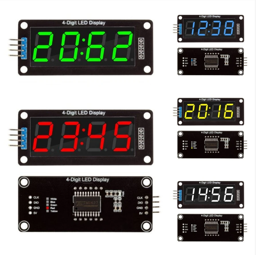 TM1637 0.56inch LED Display Digital Tube Decimal 7 Segment 4 Digit Clock Double Dots Module Serial Driver Board