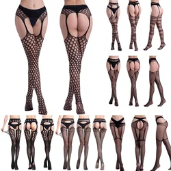 Hot Sexy Erotische Dessous Durchsichtig Offener Schritt Strumpfhosen Strumpfhosen Frauen Fishnet Mesh Ouvert Hosenträger Strümpfe Sex Kostüm