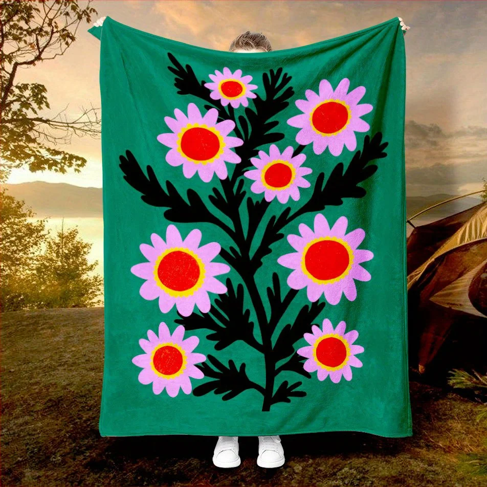 

Vintage Floral Meadow Blanket Reversible Flannel Throw for Cottagecore Charm AllSeason Comfort Nostalgic Beauty Gift