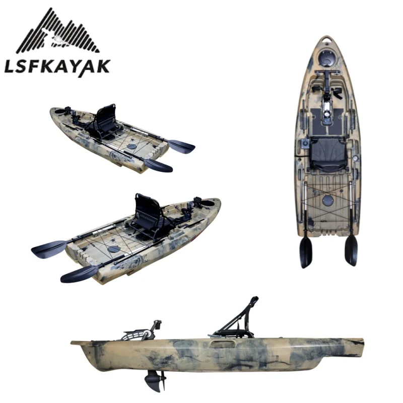 2025 نموذج المصنع الجديد 2.9 متر HDPE بدن المواد دواسة الصيد قوارب الكاياك لشخص واحد يستخدم في بحيرة نهر البحر #4