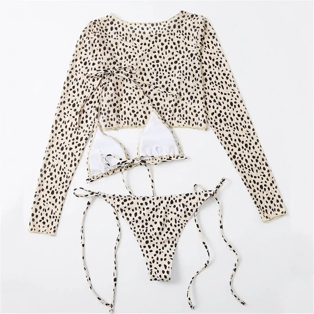 S-XXL, Bikini mit Leopardenmuster, langärmelig, Damen-Badebekleidung, dreiteiliges Bikini-Set, Badeanzug, Badebekleidung, Modell V3193SW. – Detail 40