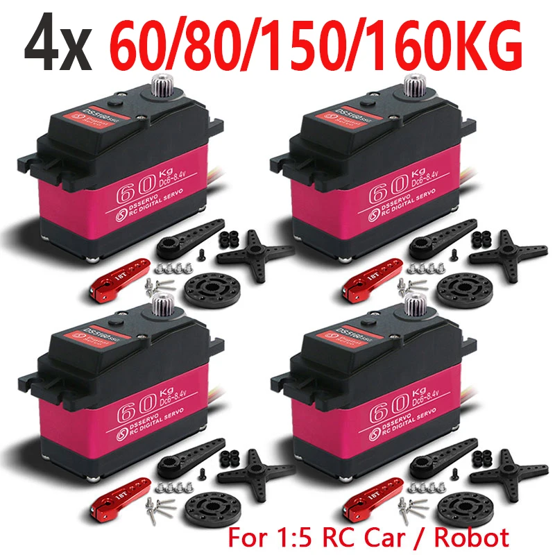 4X Baja 5B Servo 1/5 60Kg 80Kg 150Kg 160Kg High Torque Digital Servo for Redcat HPI Baja 5B SS RC Car Compatible S/AV/OX-0236