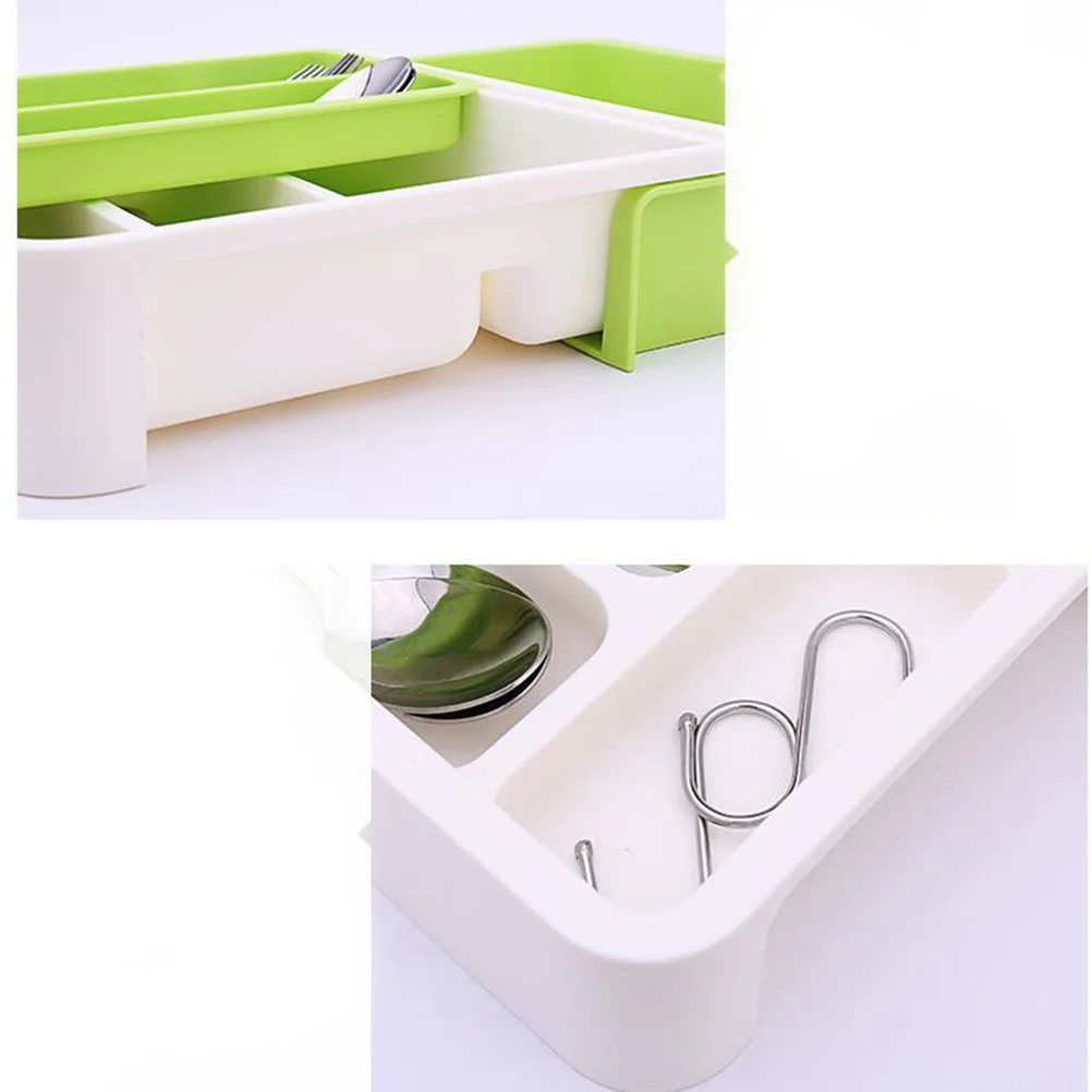 

Adjustable Kitchen Storage Box Pp Plastic Cutlery Organizer Drawer Divider Tableware Tray Telescopic Container Green Desktop