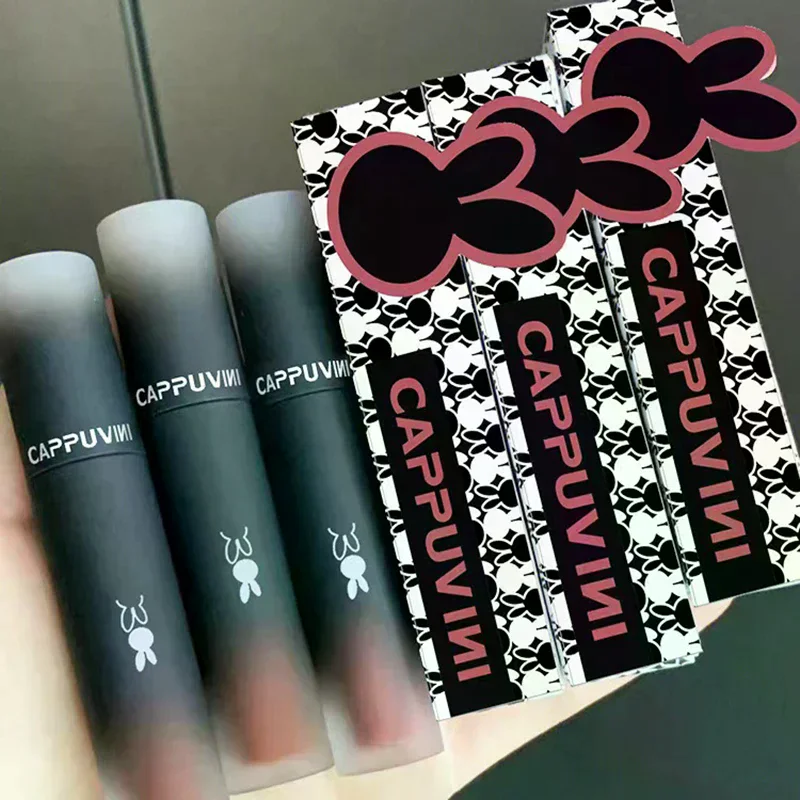 Cappuvini Retro Czerwono-Brązowy Odcień Szminka Mousse Matowa Pomadka w Kształcie Błota Aksamitny Błyszczyk do Ust Nieprzywierający do Kubka Błyszczyk do Makijażu Tint do Ust Kosmetyk