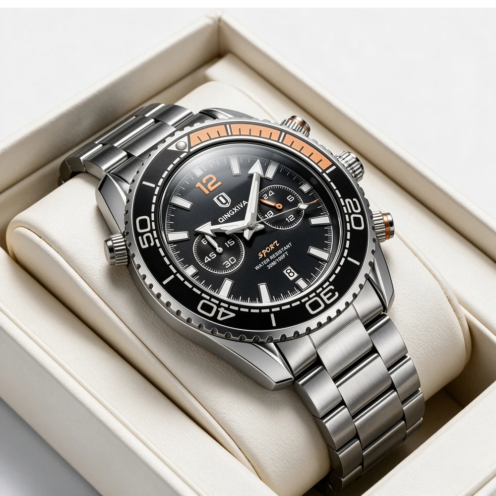 QINGXIYA Marken-Luxus-Herrenarmbanduhr Sport-Chronograph Wasserdicht Leuchtend Datumsanzeige Uhren für Herren Casual Quarz Herrenuhr Reloj – Detail 2