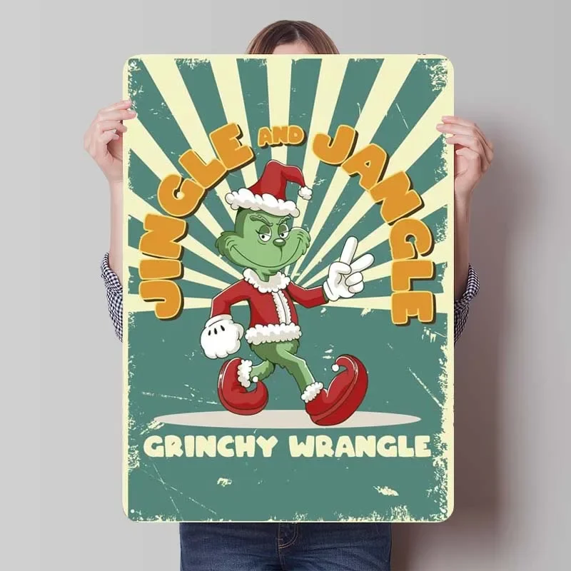 Happy Green Monster Cartoon Metal Poster Retro Vintage Metal Sign targa in banda stagnata per la decorazione di arte della parete Coffee Bar Art of Murals