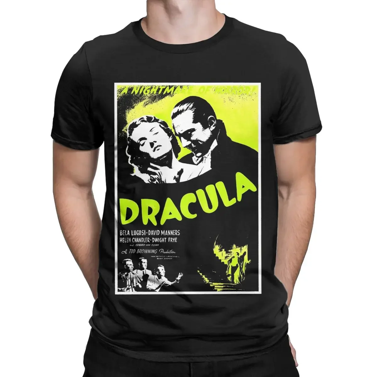 Dracula Lugosi Horror Movie Poster Vampire T Shirt Men's 100% Cotton T-Shirts Round Collar Tee Shirt Short Sleeve Tops Summer