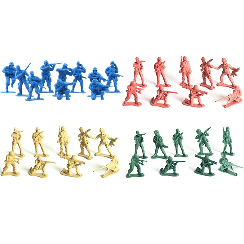 100PCS/Pack Plastic Soldiers Model Blue Red Yellow Green Available Military Sandbox DIY Simulation Soldier Figure Decoration ZYF