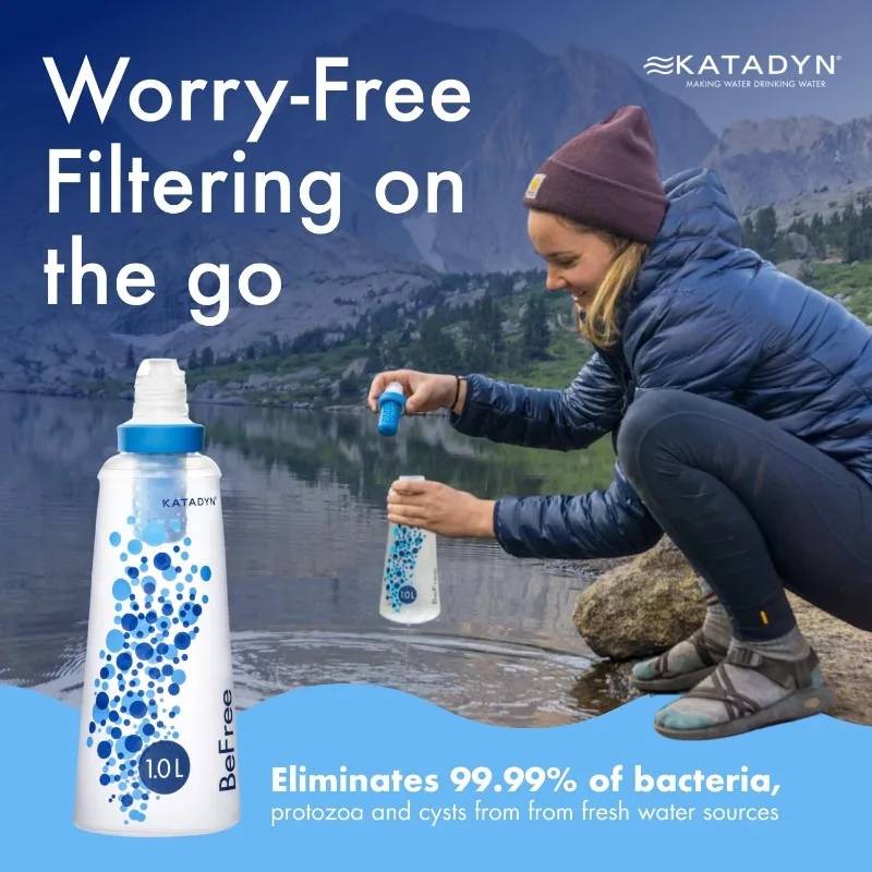 Katadyn BeFree 1.0L Water Filter, Fast Flow, 0.1 Micron EZ Clean Membrane for Endurance Sports, Camping and Backpacking,One Size