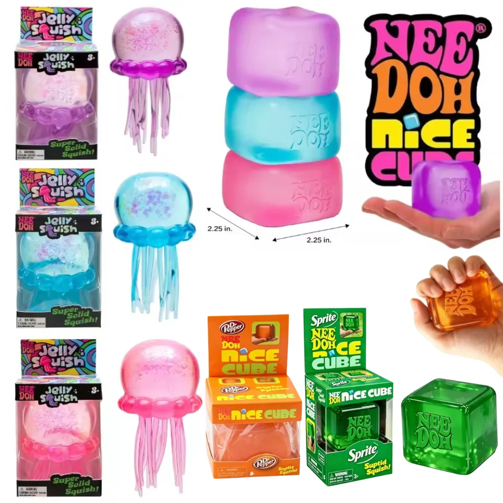 

NeeDoh Trending Jellyfish & Cube Squish Toy, Soft Jelly Squeeze Stress Relief Fidget Toy, Sensory NeeDoh for Kids & Adults