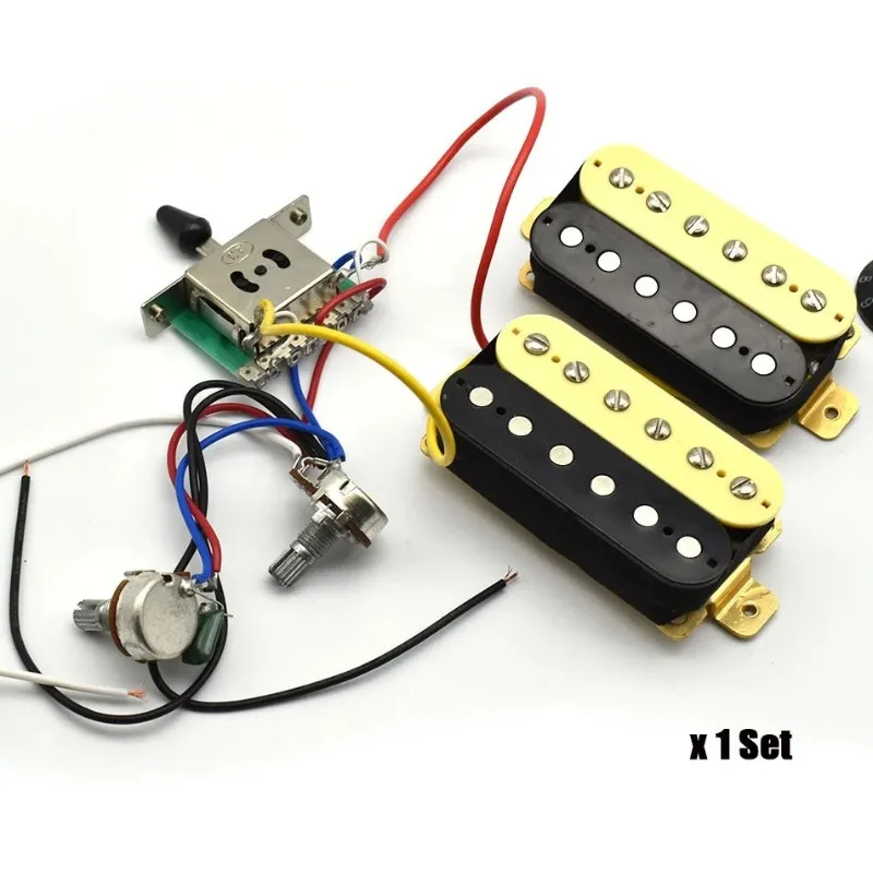 

Zebra Guitar Humbucker Pickups with 3-way Switch 500K Potentiometer 1T1V Wiring Harness Prewired