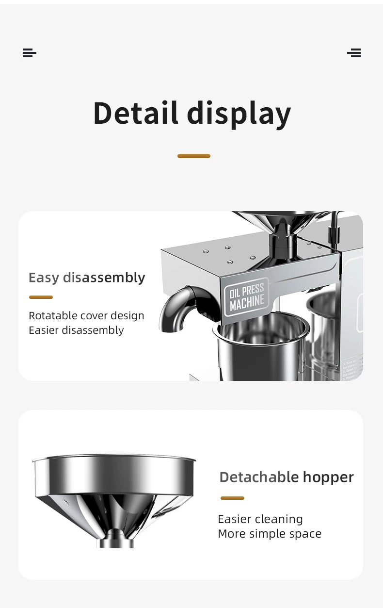 NEW 2025 Model 304 Stainless Steel Oil Press Machine Large Capacity for Peanut,Sunflower,Sesame Seeds Easy Clean, Low Noise
