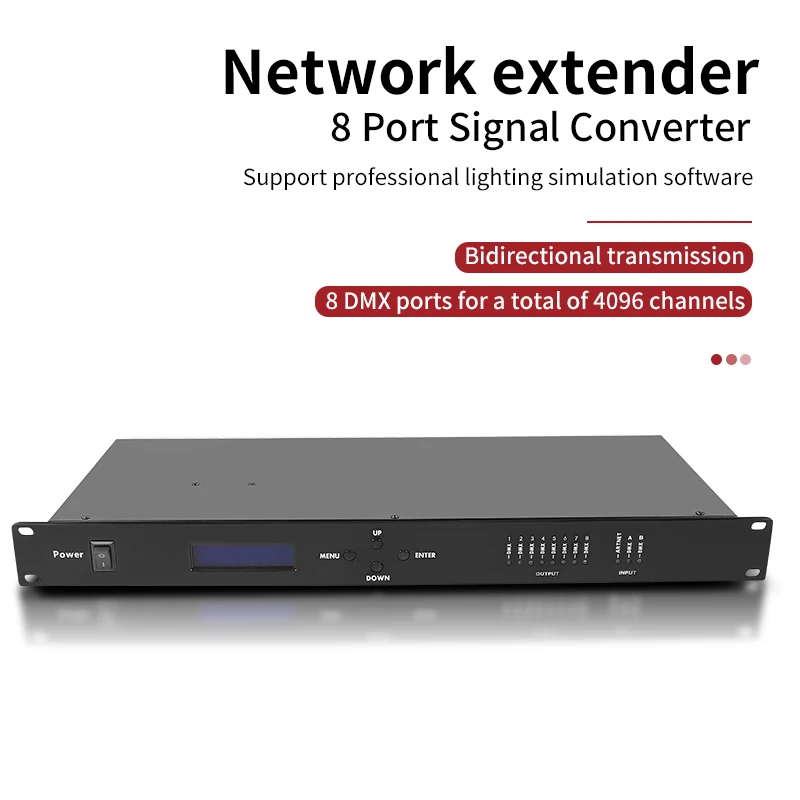 AICPOSE 8 Universe Artnet DMX Controller 19 Inch 1U Rack Mount Artnet DMX 8 Way Network Expander
