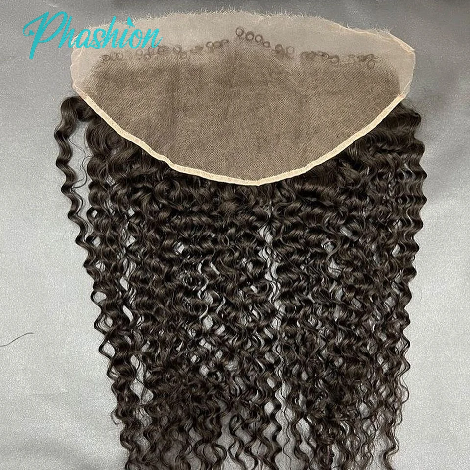 Phashion-encaje rizado profundo con bordes rizados para bebé, encaje Hd Real, piel de fusión, Frontal completo, solo cabello humano, 26, 28 pulgadas, 13x6, 6x6