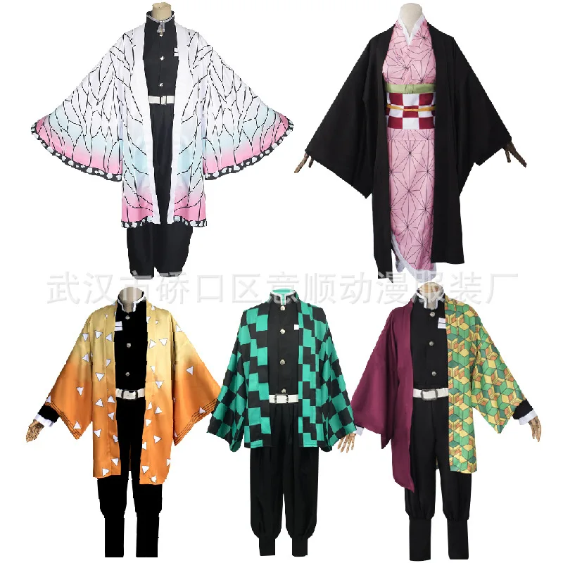 

Костюмы для косплея Demon Slayer Tanjiro Nezuko Zenitsu Shinobu, наряды в стиле аниме, униформа для ролевых игр, костюм для вечеринки на Хэллоуин