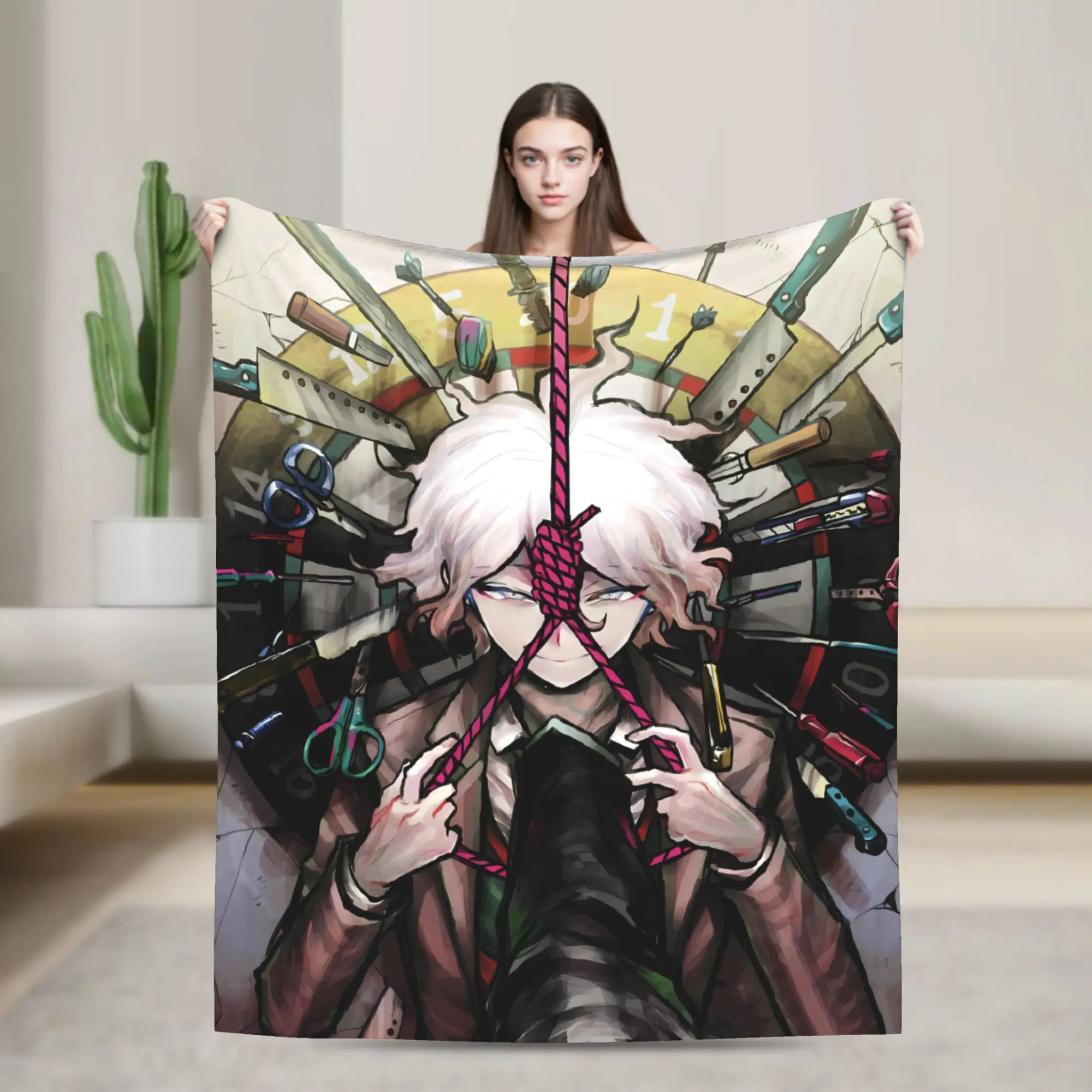 Nagito Komaeda The Ultimate Blanket Quality Super Warm  Throw Blanket Winter Travel Bedroom Graphic Bedspread