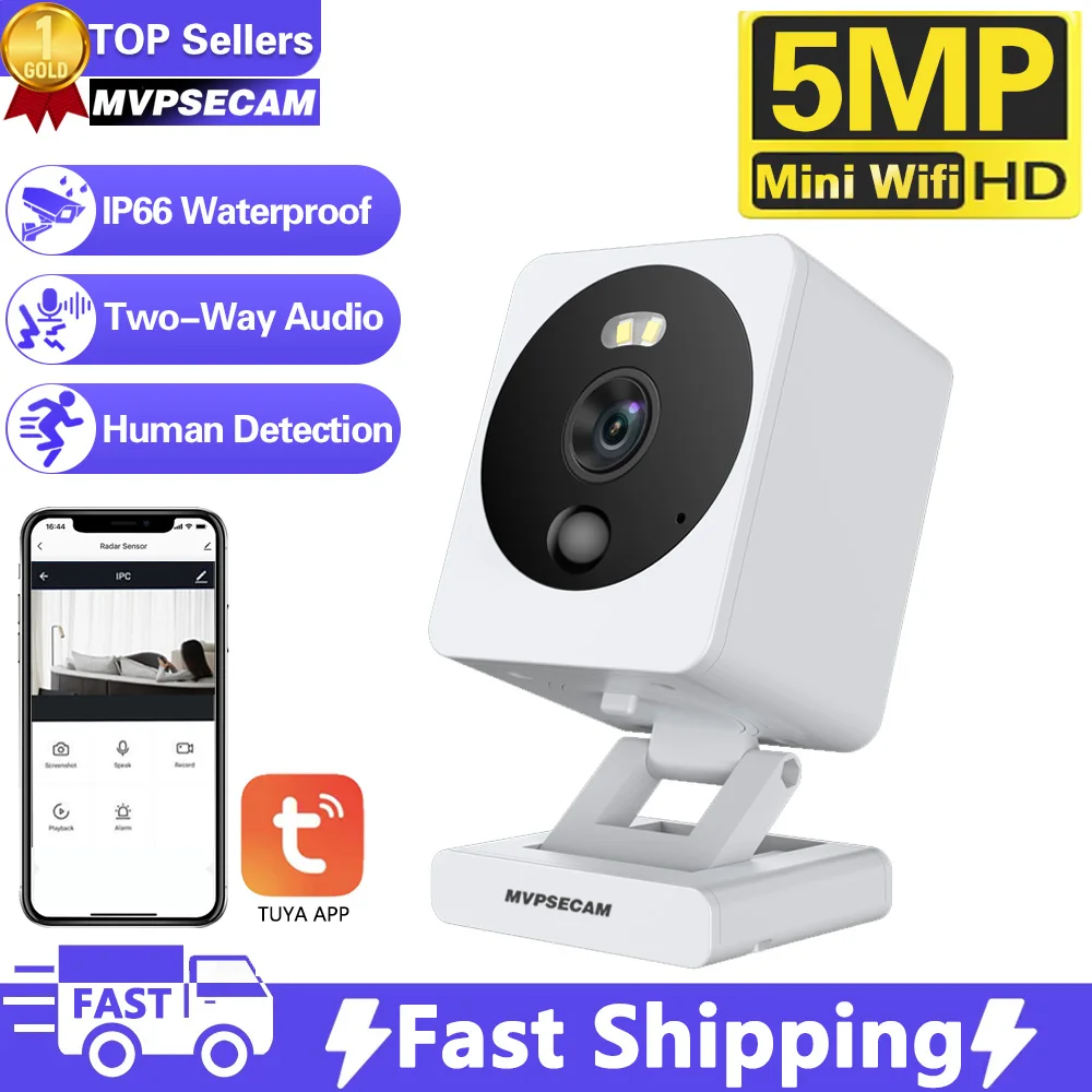 

Tuya Smart Mini WiFi IP Camera Indoor Wireless Home Security AI Human Detect CCTV Surveillance Block Camera 5MP waterproof