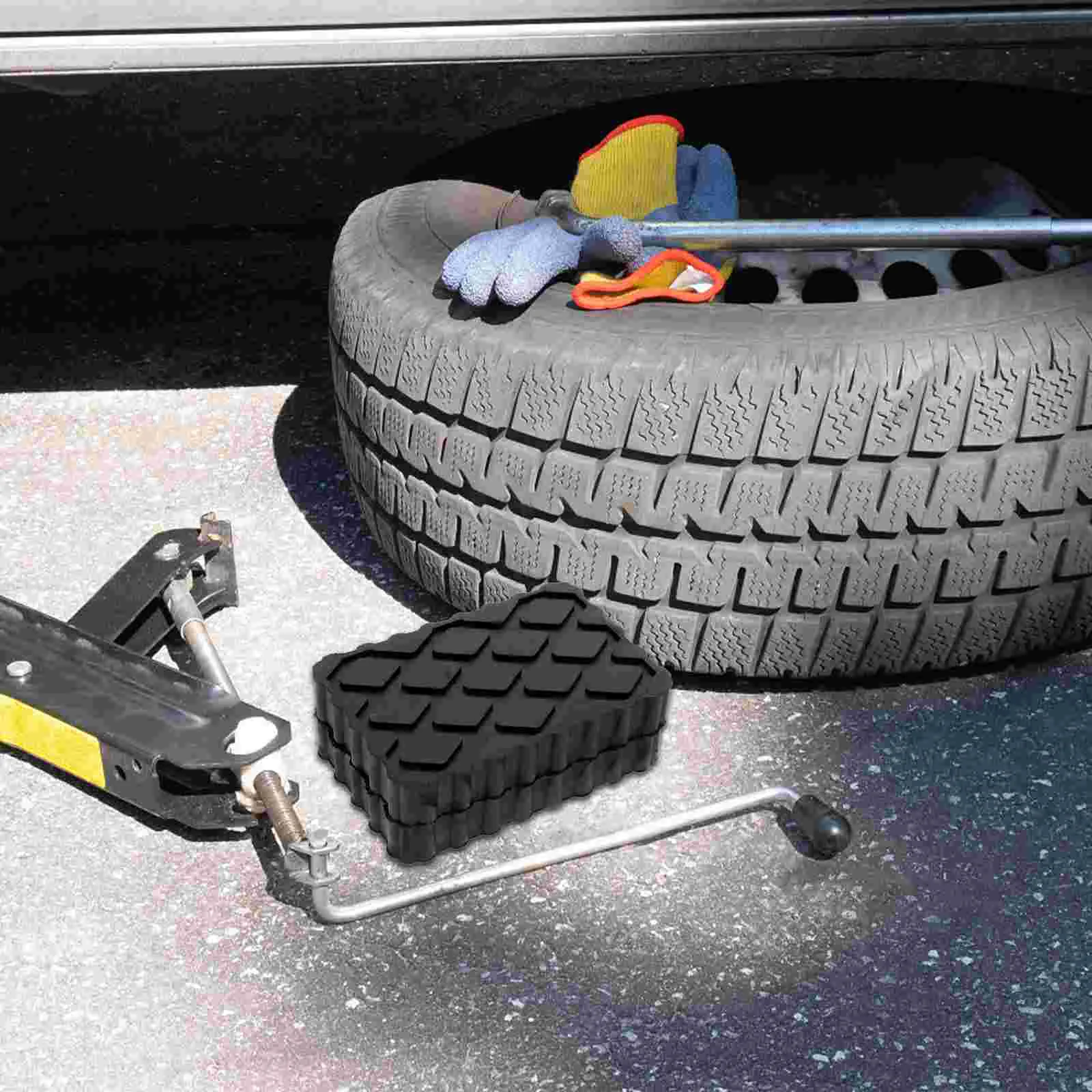 2 Pcs Shock Absorber Car Trailer Wheel Chocks Camper Jack Stand Pads Floor Travel Parts Rubber Rv Leveling Blocks