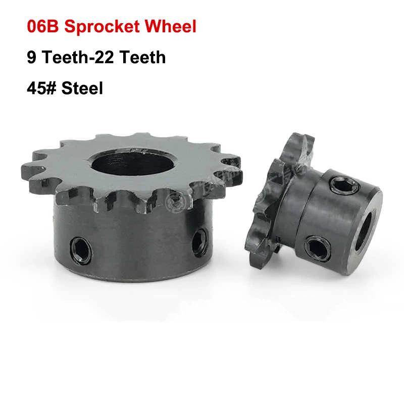 1pc 9T-22T 06B Industrial Drive Sprocket Wheel 45# Steel Chain Gear 9 10 11 12 13 14 15 16 17 18 19 20 21 22 Teeth Keyway Bore