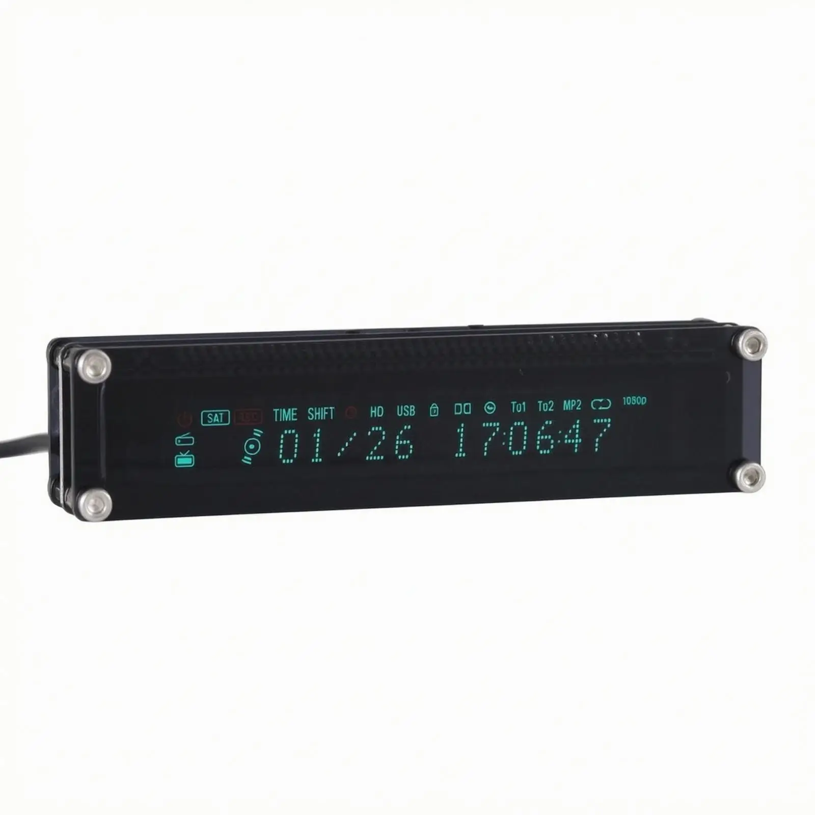 Retro Vacuum Fluorescent Desk Clock Digital Display Acrylic Body Glow Mode Indicators Modern Timekeeper for Home Office