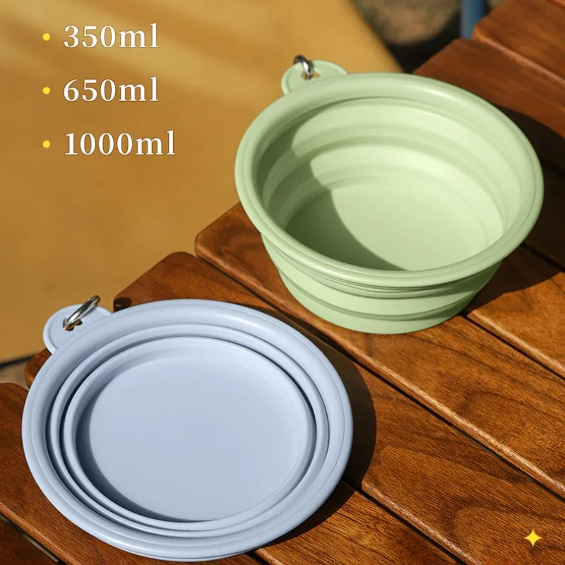 Dog Pet Folding Silicone Bowl Outdoor Travel Foldable Portable Cat Food Water Container Feeding Tray Bowl Dog Bowls Pet Supplies