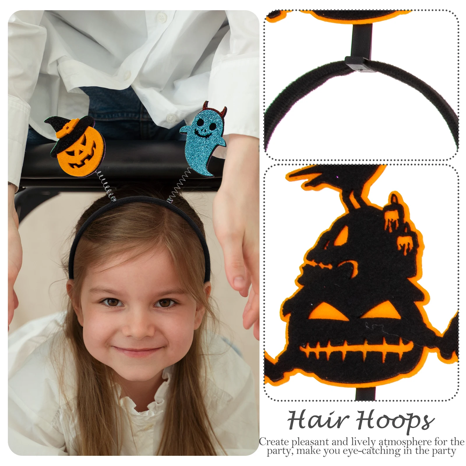 

6 Pcs Halloween Headband for Kids Women Non Woven Fabric Party Hair Accessories Costume Festival Decor Lightweight