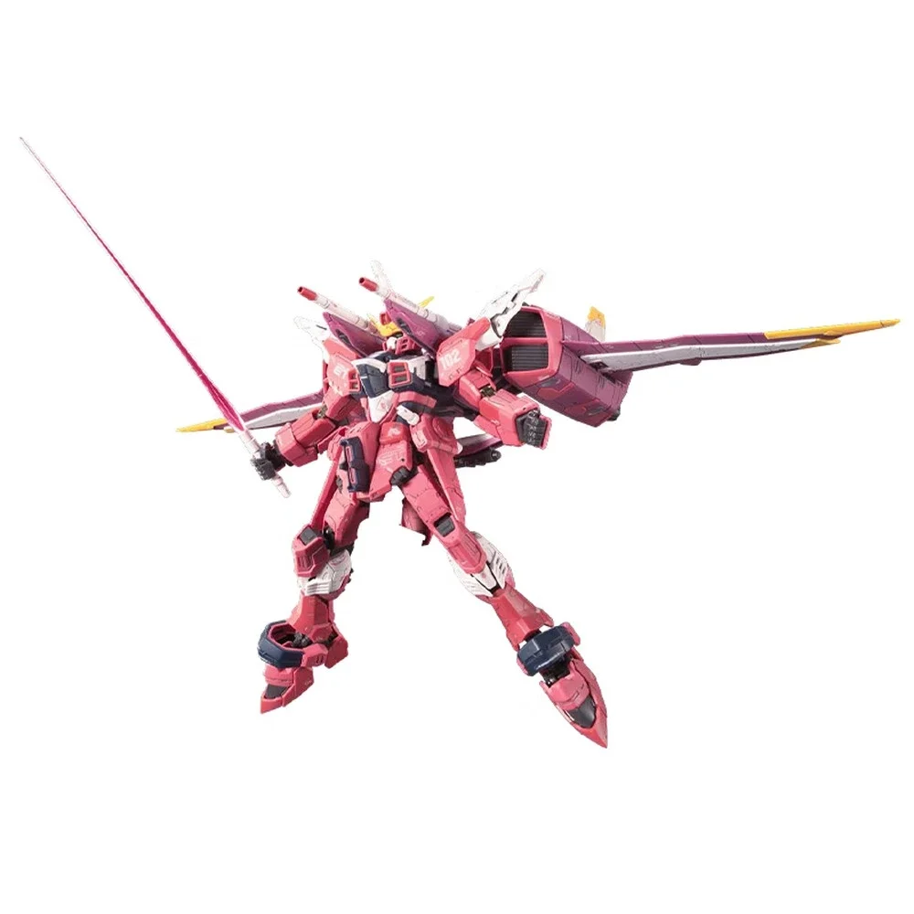 Bandai genuino Gundam Anime modelo RG 1/144 justicia Gundam ZGMF-X09A Mech montaje modelo figuras de acción rompecabezas niños juguete para regalo