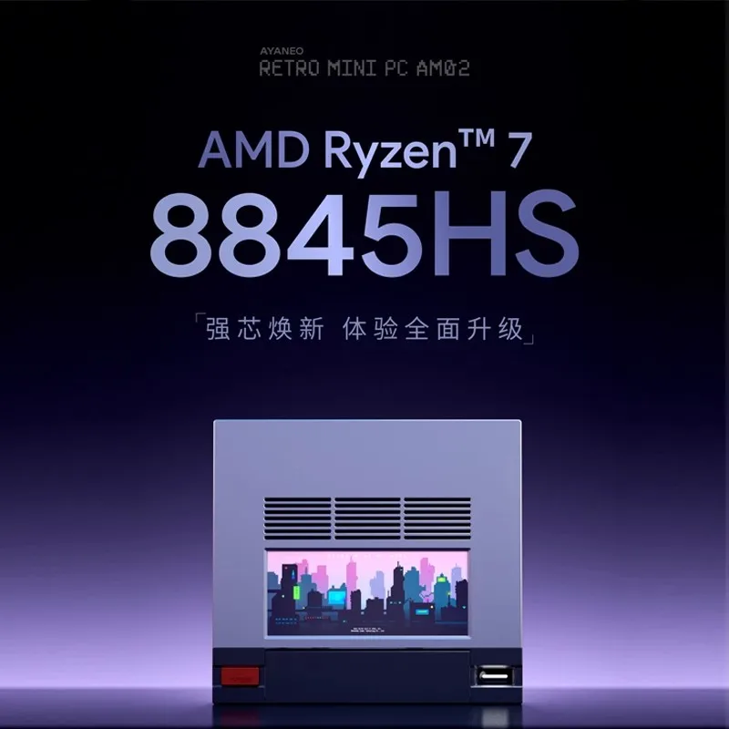 كمبيوتر صغير Am02 Amd Ryzen 8845hs 1 تيرابايت 32 جيجابايت مع 4 بوصة متعددة الوظائف تعمل باللمس شاشة ثانوية وحدة تحكم ألعاب ريترو سطح المكتب مضيف صغير