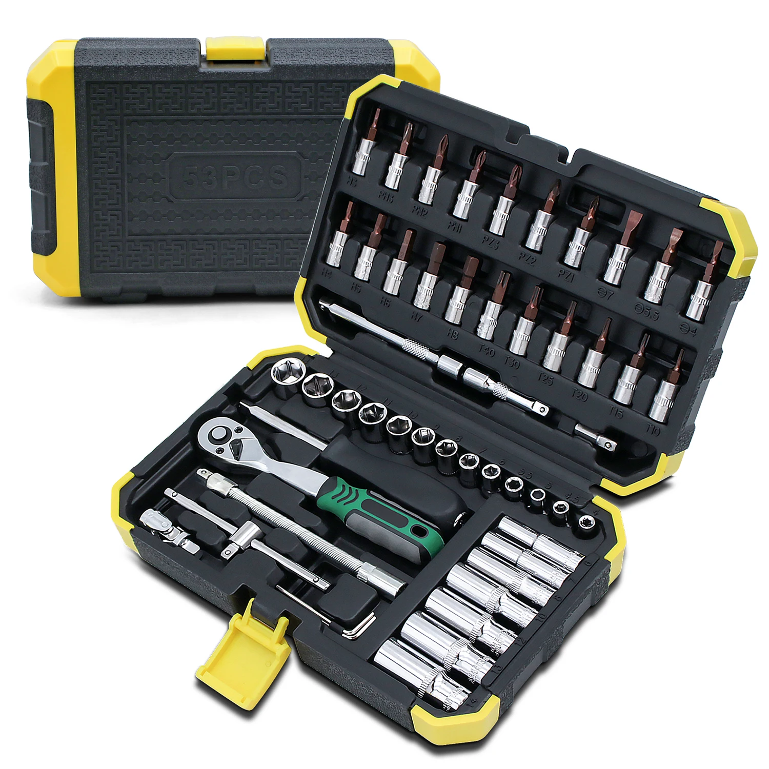 

Набор торцевых ключей 1/4 дюйма, 24/72, набор зубчатых ключей с трещоткой и удлинителем для ремонта автомобилей и дома, с футляром для хранения