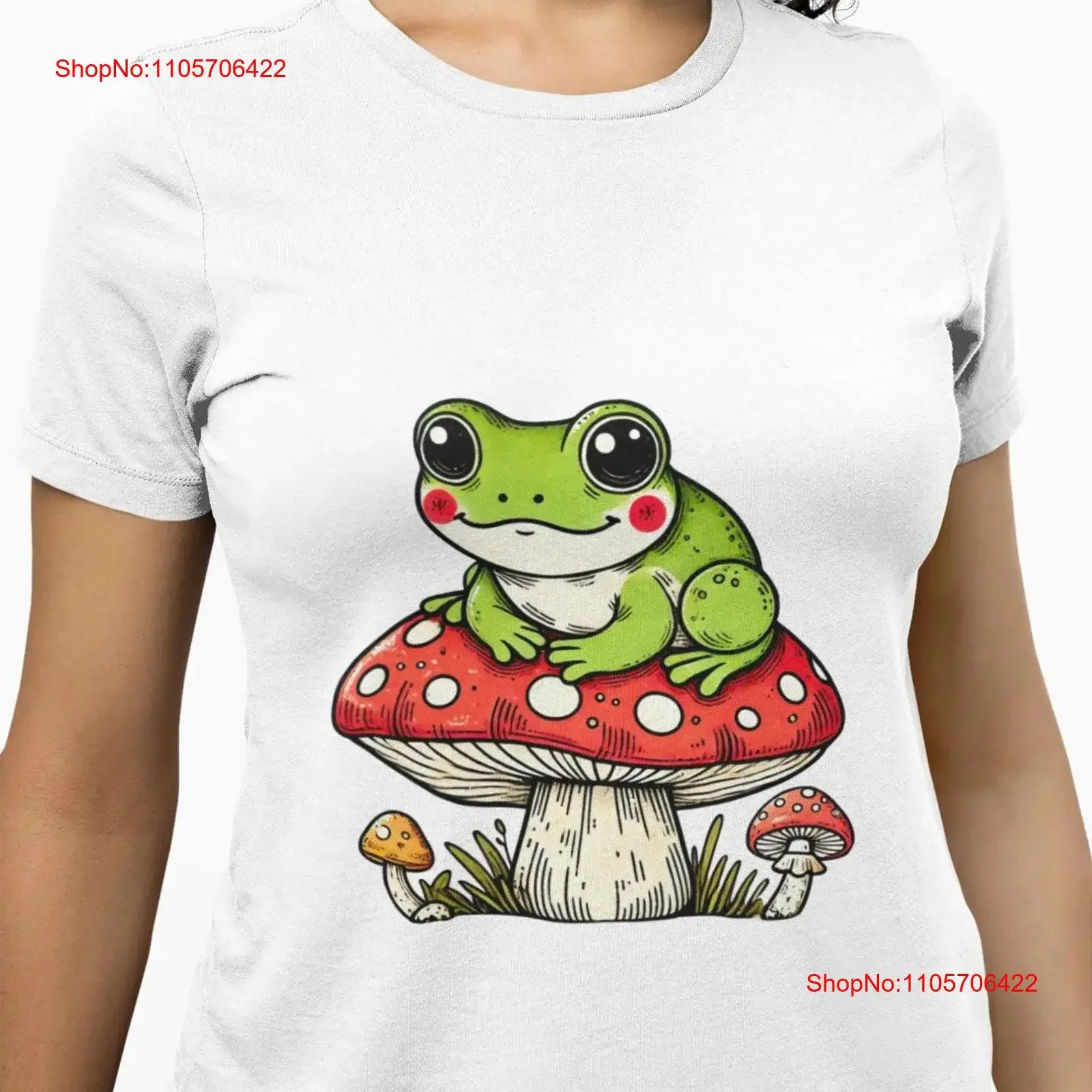 Cottagecore Frog on Mushroom T Shirt Cute Fairycore Toadstool Novelty Nature Lover GifT Art Top for Fans vintage Washed fashion