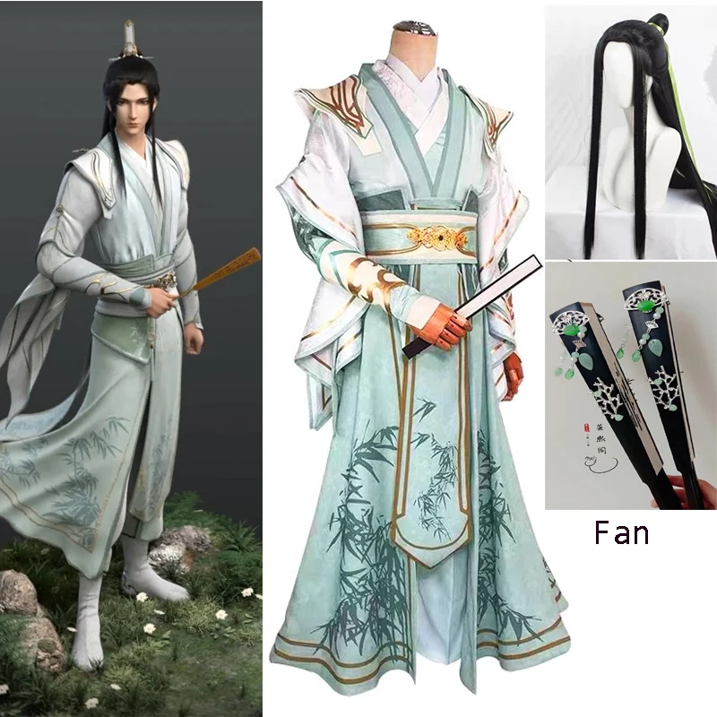 Sistema de auto-rescate de villana, disfraz de Cosplay Shen Yuan Qingqiu, conjunto completo, Cos, peluca, zapatos para adultos, mujeres, hombres, fiesta de Halloween