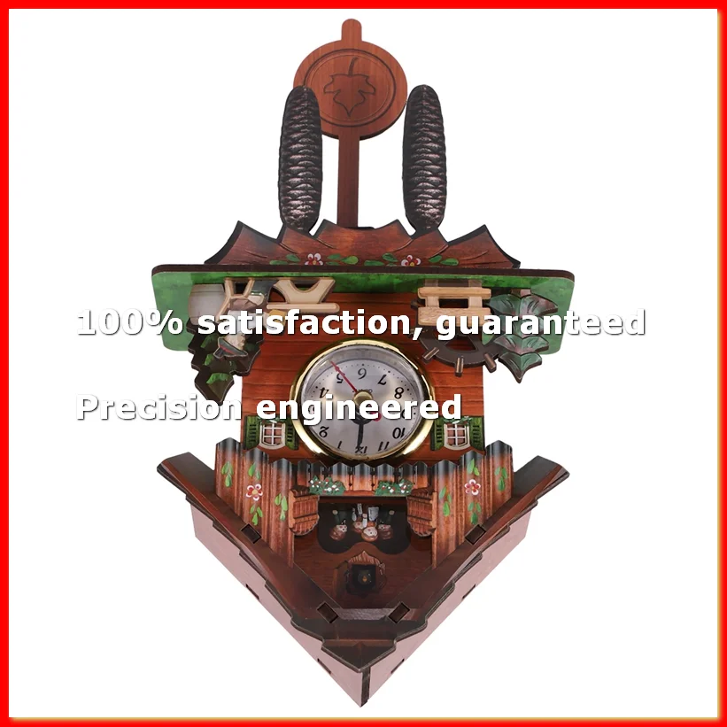 Antique Wooden Wall Clock Bird Time Bell Swing Alarm Watch Home Art Decor 006-A09G