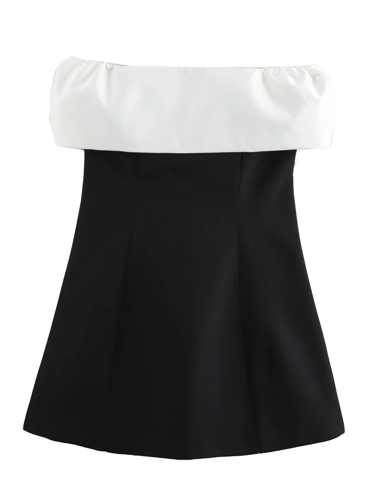 

OUROPEAN ZTATION 2025 Autumn Woman's Evening Party Shoulder Top Dresses Fashion Spring Female Sleeveless Strapless dress Bowknot