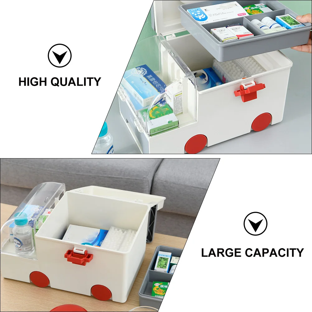 First Aid Storage Box Plastic Medicine Case Large Capacity Household Emergency Organizer Durable Medical Storage